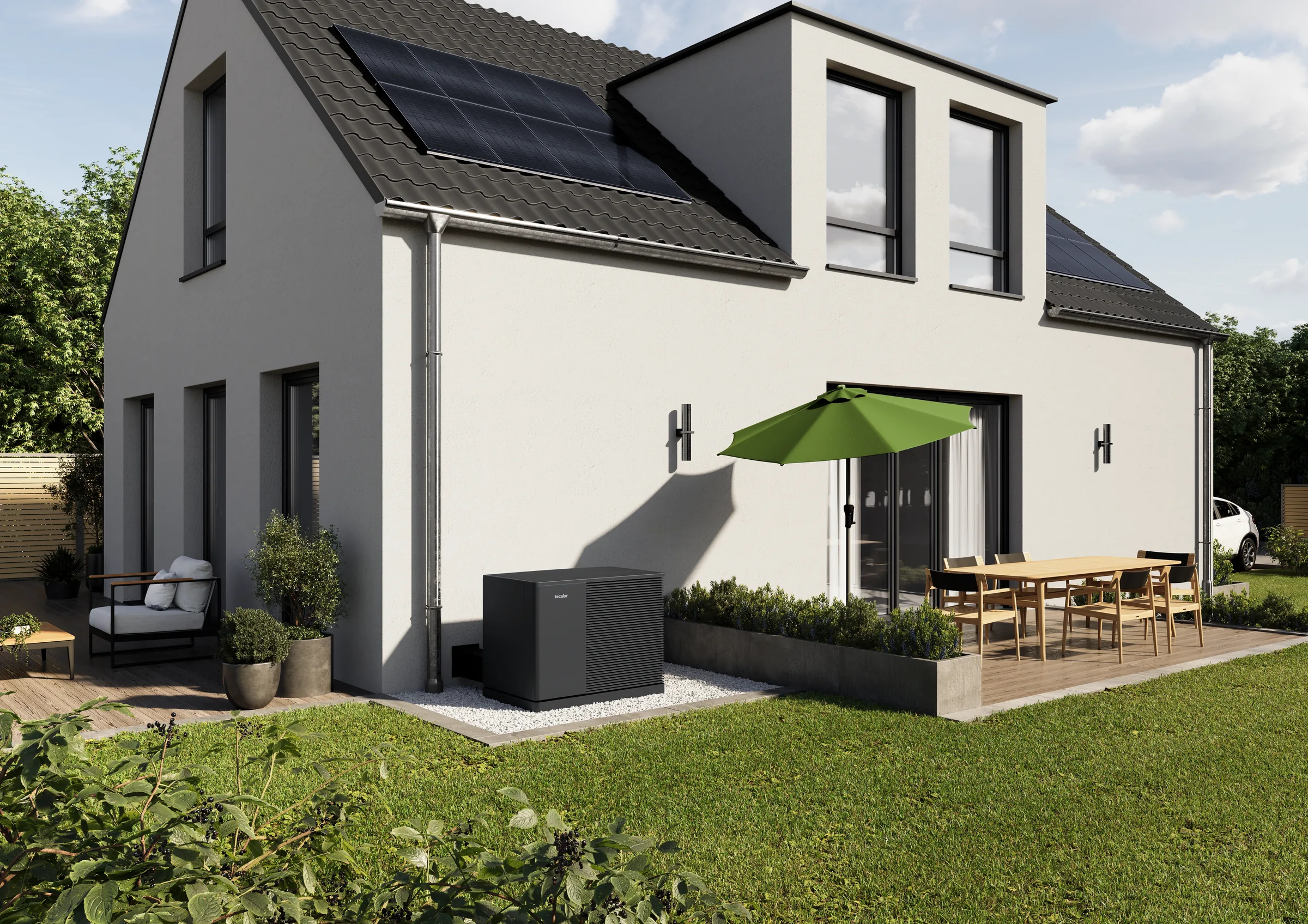 tecalor Wärmepumpe am Einfamilienhaus mit Solaranlage – bee-doo GmbH